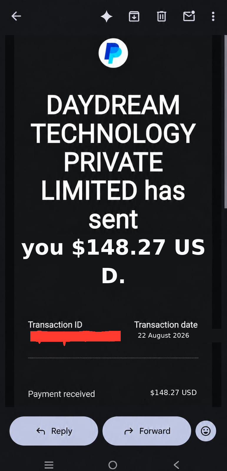 PayPal Aug 22 $148.27