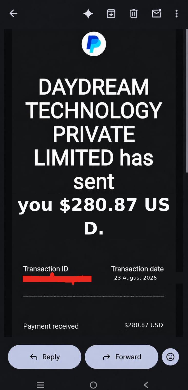PayPal Aug 23 $280.87