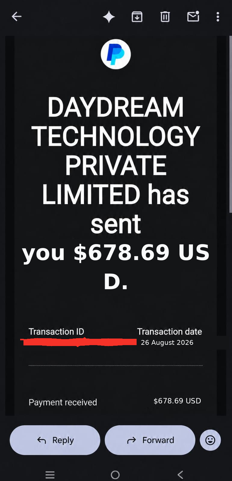PayPal Aug 26 $678.69