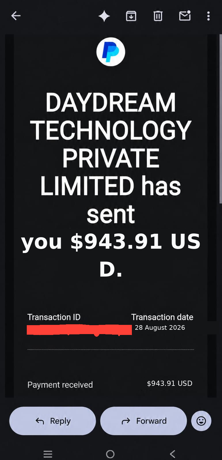 PayPal Aug 28 $943.91