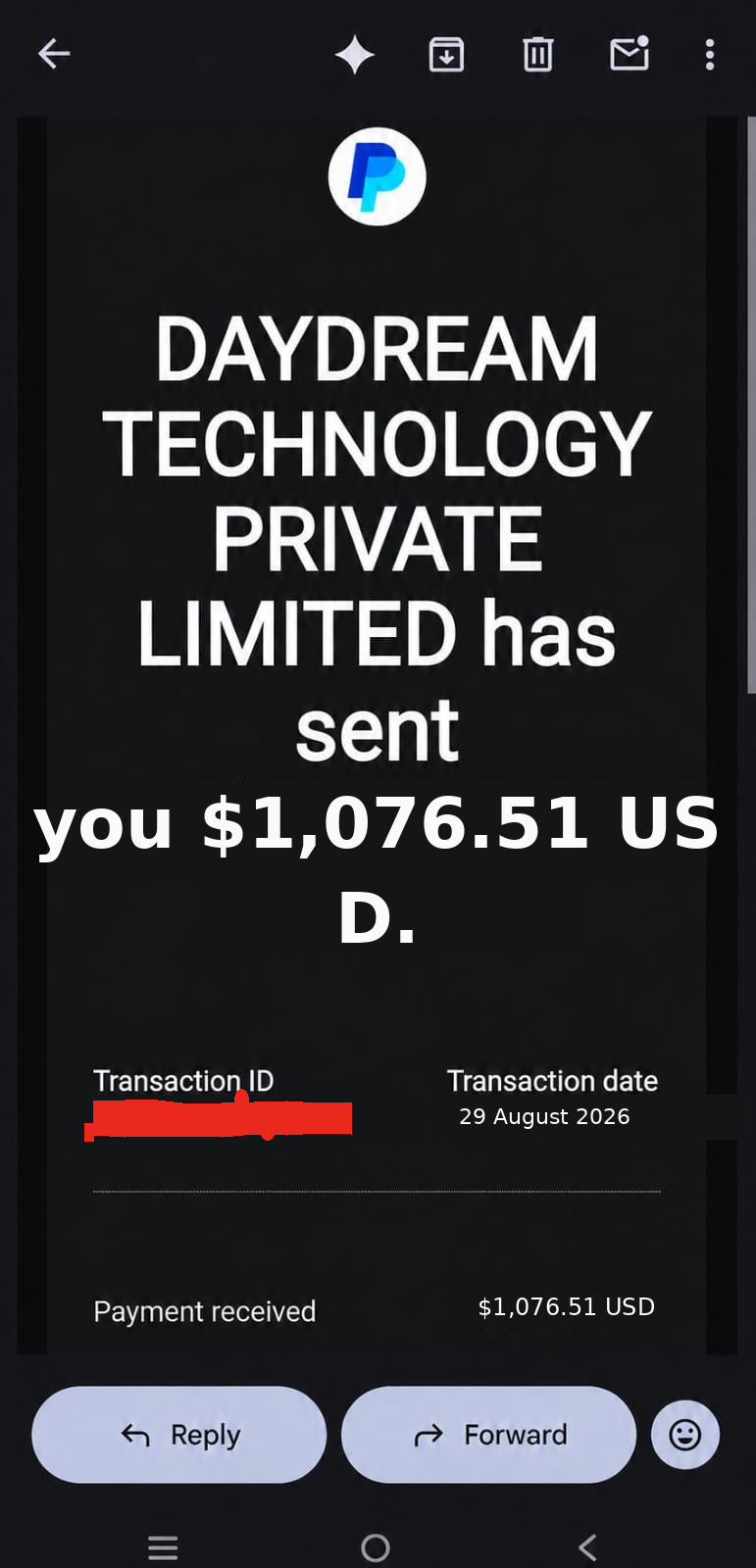 PayPal Aug 29 $1,076.51